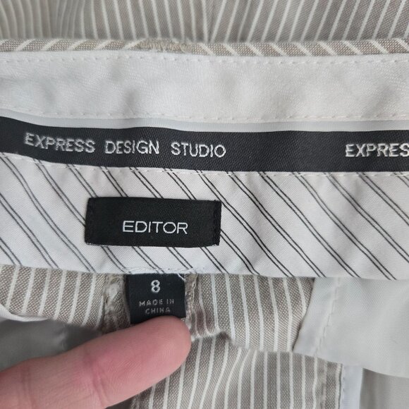Express Design studio womens size 8 editor business casual pants taupe stripe - Picture 4 of 9